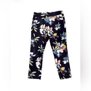 Coldwater Creek Floral Ankle Pants Womens 20W Navy Pull On Stretch
